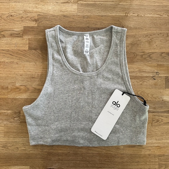 ALO Yoga Tops - ALO Yoga Ribbed Vibe Tank in Athletic Heather Grey